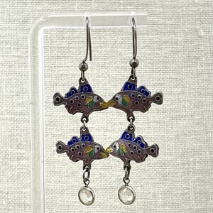 Double Fish Dangle Earrings Multicolor Glass Beads Hook Drop Boho Jewelry